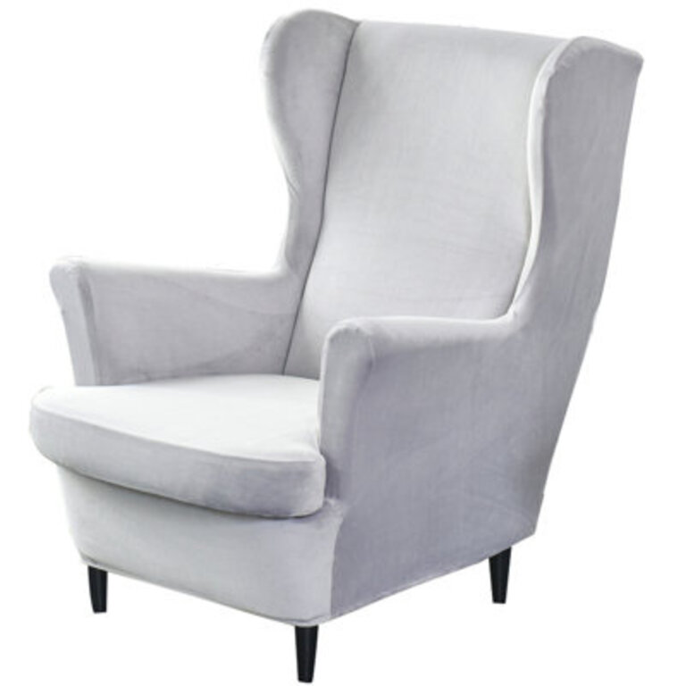2-Pieces Stretch Wing Chair Covers Soft Velvet Stretch Slipcovers