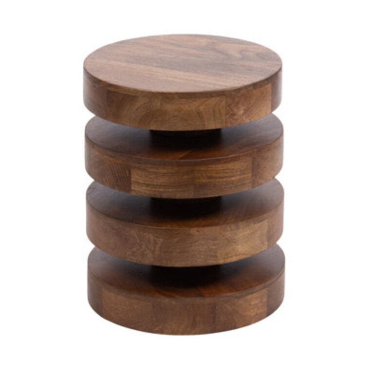 Stacked Solid Wood End Table