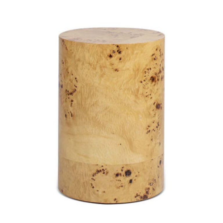 Dominie 22 Accent Pillar Side Table Warm Natural Brown Burl Wood