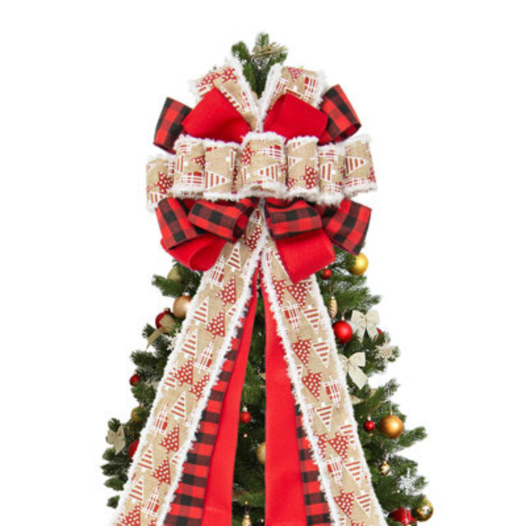 Large Glitter Christmas Tree Topper Bow