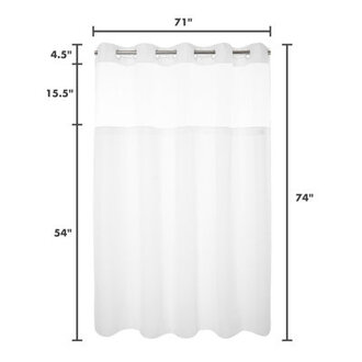 Ramjani Waffle Weave Shower Curtain With Snap in Liner Sheer Window