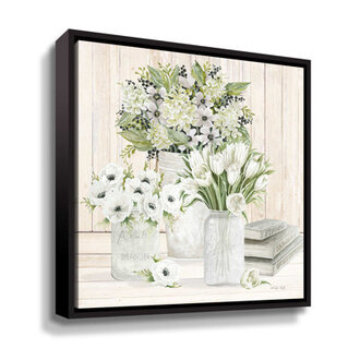 Collection of White Flowers - Graphic Art on Canvas