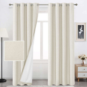 Linen 100 blackout curtains Thermal for WinterInsulatedLinenTexturedGrommets Heather Pattern Curtains2PanelSets