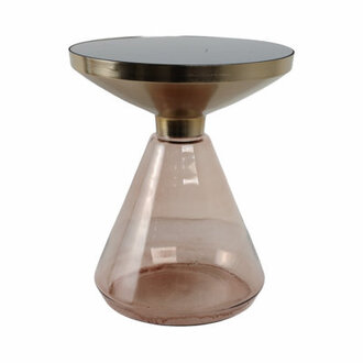 Modern Glam Metal  Glass Accent Table - 19 Gold  Black with Smoked Glass Base for Living Room Bedroom or Office