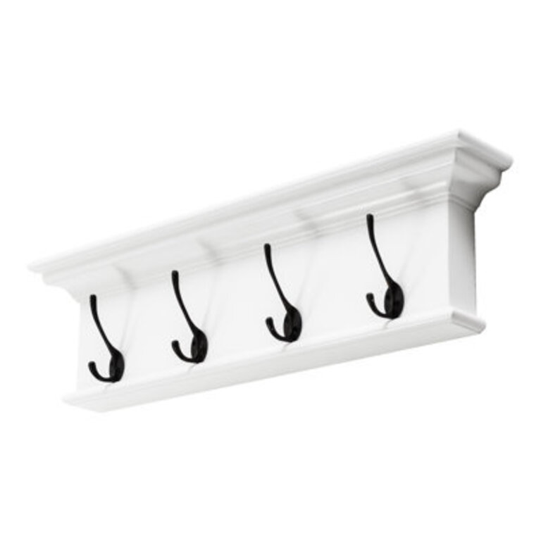 28 Solid Wood Four Hook Wall Mount Coat Rack