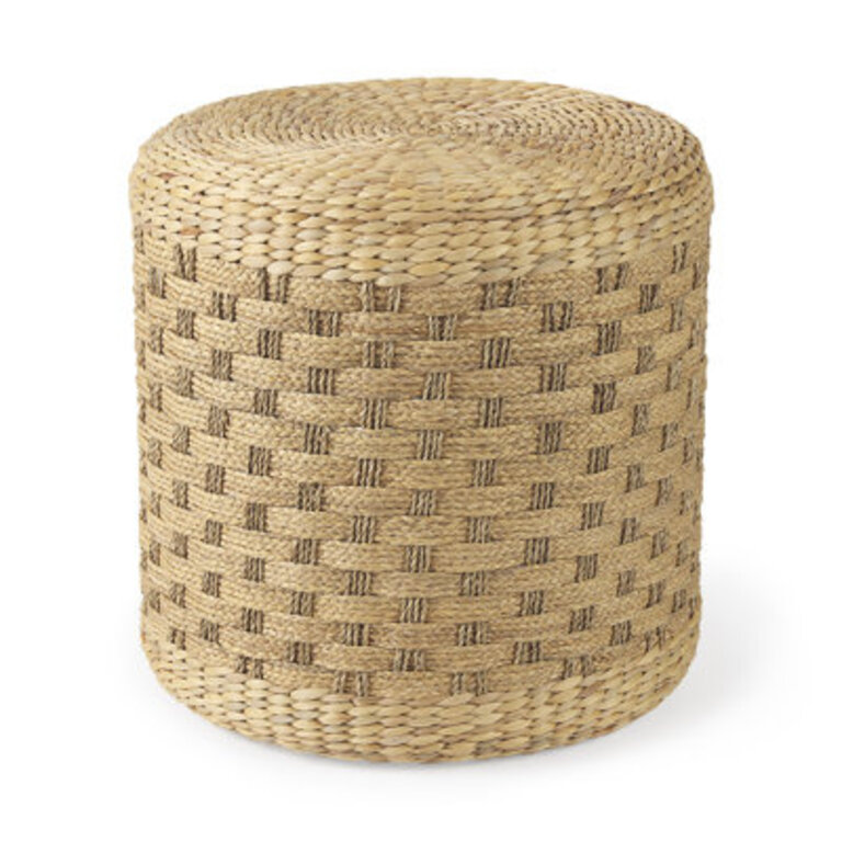 Whitfield 177 Wide Round Geometric Pouf Ottoman