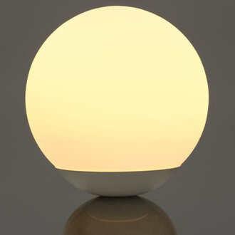 Mila 985 in Mid-Century Modern LED Bedside Table Lamp with Black Marble and Frosted Globe Shade