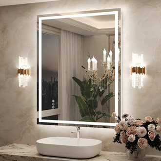 Molly Frameless LED Front Light and Backlit 3 Colors Dimmable Anti-Fog Wall Bathroom Vanity Mirror
