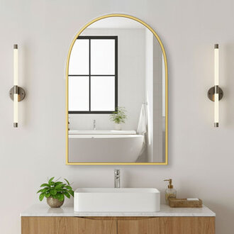 Hogsett Surface-mountedRecessed Arch Bathroom Medicine Cabinet with Mirror with Adjustable Shelf