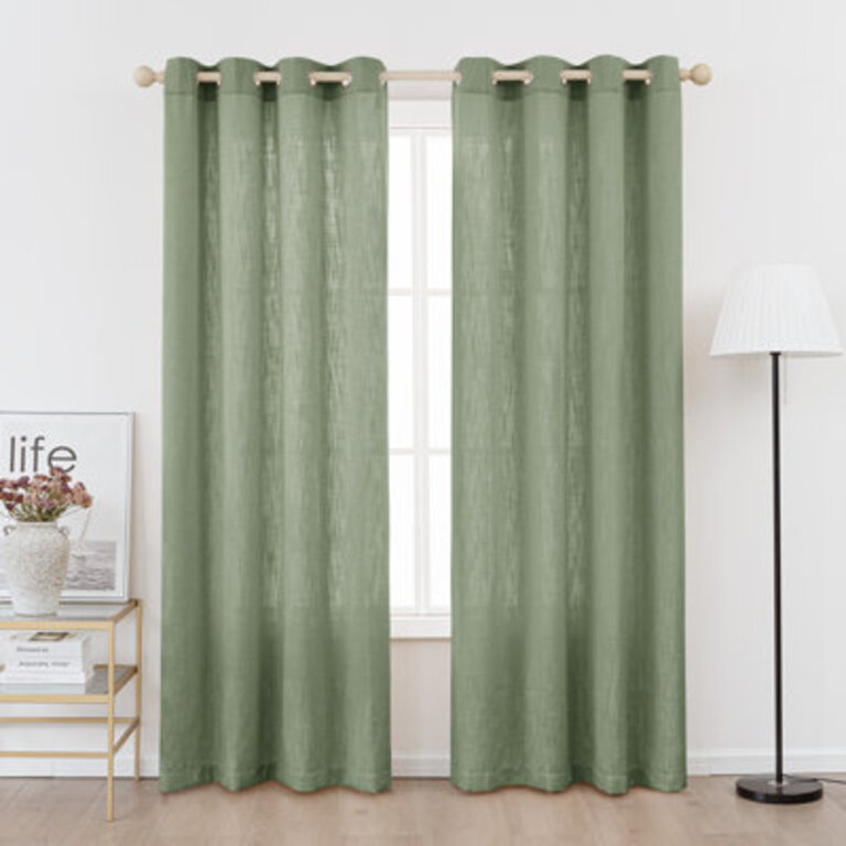 Kambi Slub Textured Linen Blended Semi-Sheer Grommet Curtain Pair