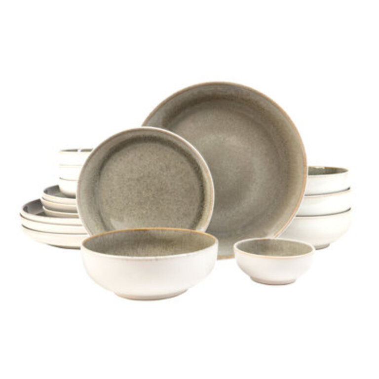 Sango Resona 16-Piece Stoneware Dinnerware Set - Service For 4 Plate And Bowl Set