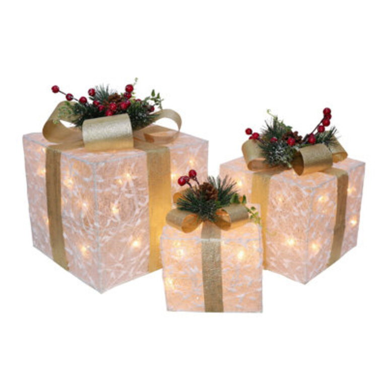 Pre-Lit White Glitter Giftbox