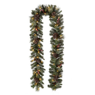 Librada 9ft Lighted Glittered Pine Cone Christmas Garland