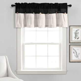 Linen Button Solid Color Cotton Blend Tailored 52 Window Valance