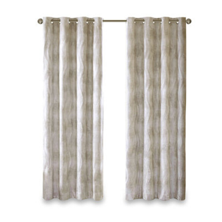 Victorio Printed Jacquard Grommet Top Total Blackout Single Curtain Panel