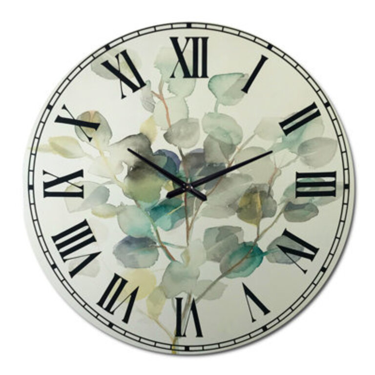 Eucalyptus leaves I - Traditional wall clock Green Metal wall clock