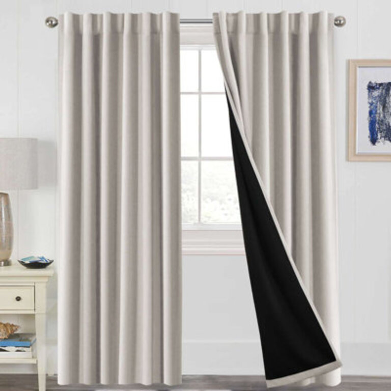 Lundon 100 Blackout linen for Bedroom Curtain Panels Thermal Insulated Back TabRod Pocket Window Treatment Drapes for Living Room