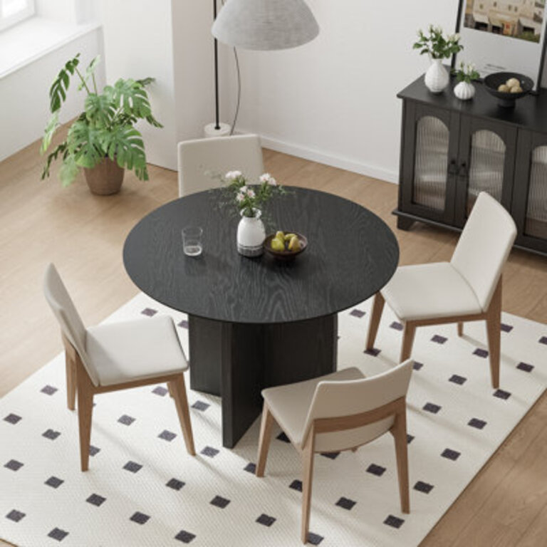 Roud Wood Dining Table Pestal Kitchen Table with Cross Legs