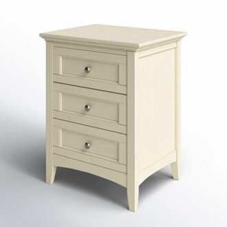 Melusina 3 Drawer Solid Wood Nightstand