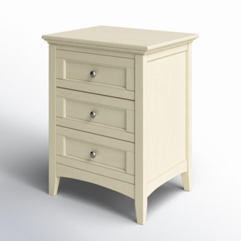 Melusina 3 Drawer Solid Wood Nightstand