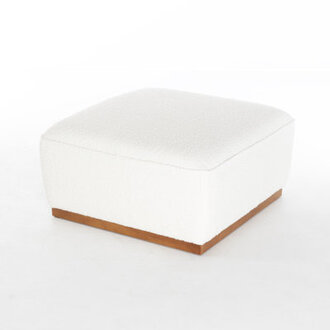 Square Solid Wood Fabric Ottoman