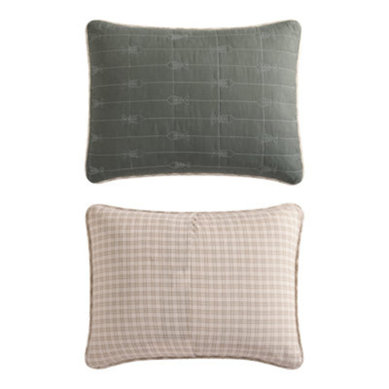 Eddie Bauer Troutdale Green Cotton Reversible Quilt Set