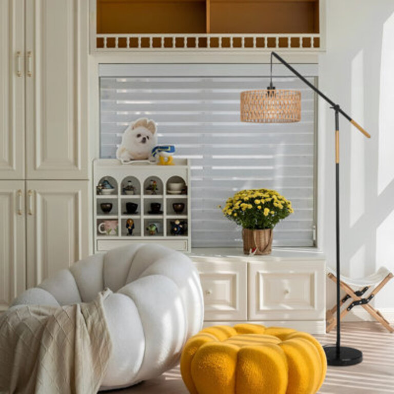 Aarzo 68 Rattan ArchedArc Floor Lamp