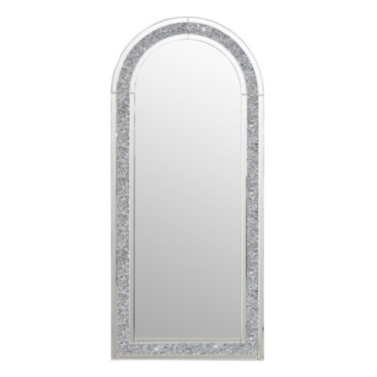 Casmer 315 W Large Glass Arch Full Length Mirror with Crush Diamond