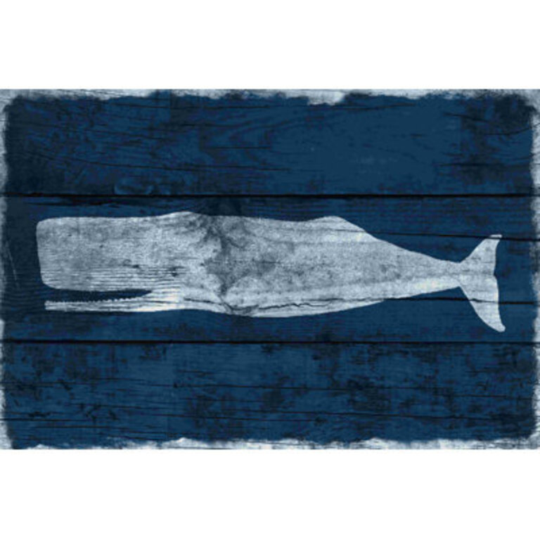 Distressed Whale Navy  Painting Print