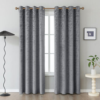 Soft Velvet Embossed Brick Room Darkening Grommet Curtain Pair