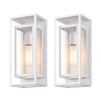 Rasharkin Classic Outdoor Wall Sconce 1 Light Rectangular Metal Frame and Clear Glass Shade Waterproof