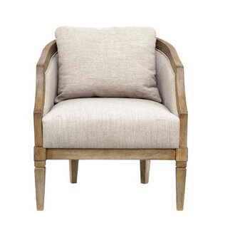 Martha Stewart Whitney Curved Solid Wood Upholstered Armchair