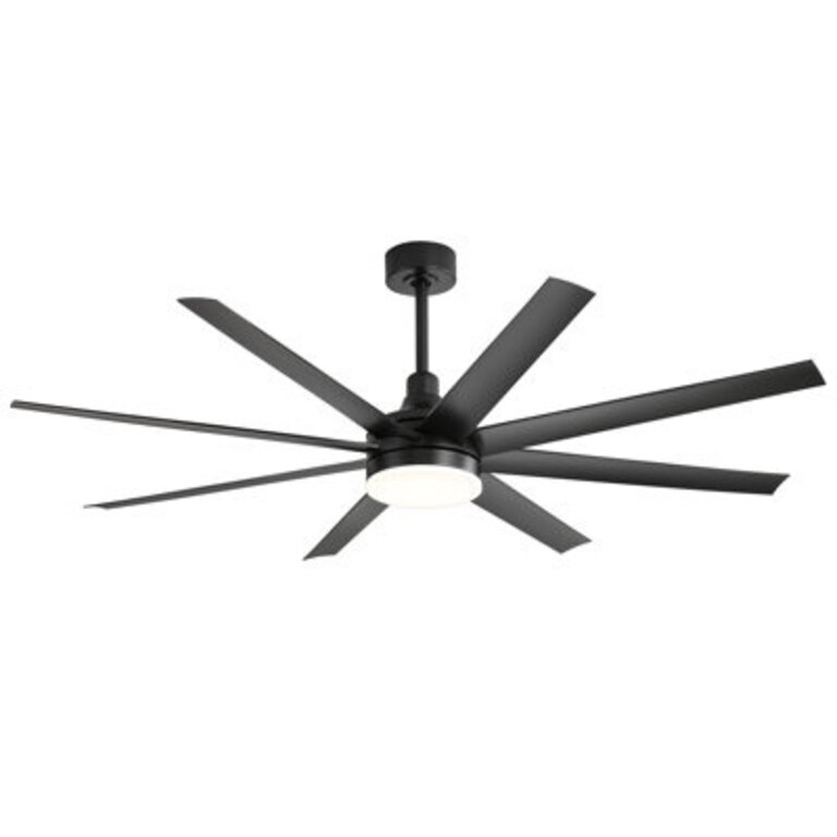 Jamii-Leigh 657284 inch Large IndoorCovered Outdoor Modern Ceiling Fan with Led Lights and Remote 6-Speed Reversible Quiet DC Motor Timer 8-ABS-Blade
