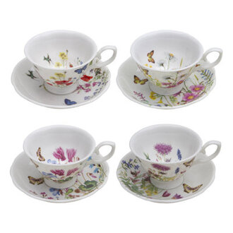 Bone China English Teacup And Saucer Set Of 4