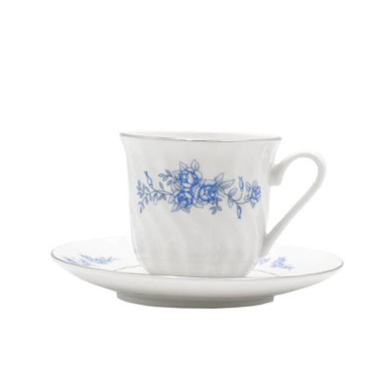 Quiana Rose Teacup  Saucer Set  2-Piece Floral Porcelain Classic Shape