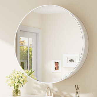 Gervon Round Wall Mounted Medicine Cabinet with Shelves