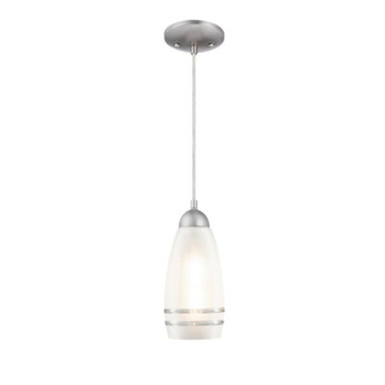 Leeanne Traditional One Light Indoor Mini Pendant Brushed Nickel Finish Frosted Glass