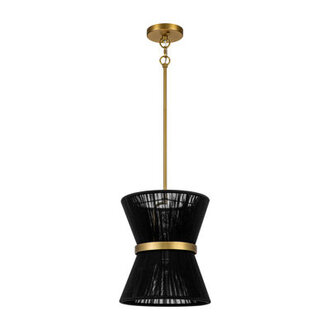 Claretta 2 - Light Bleached Natural Rope/Patinaed Brass Finish Shade Color: Black