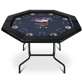 RayChee 516 8 - Player  Foldable Poker Table Octagon Portable Card Table with Padded Rail 8 Deep Meatl Cup Holders