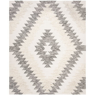 Alimatou Hand Woven WoolCotton Southwestern Rug in BlackIvory