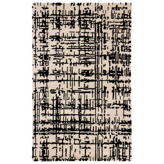 Abstract Handmade Tufted Area Rug in Cream