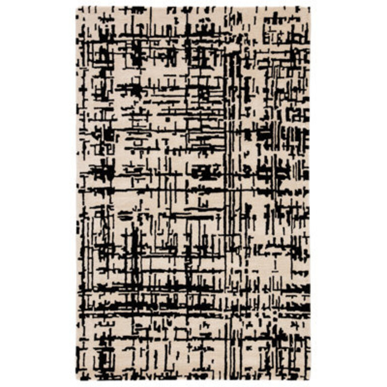 Abstract Handmade Tufted Area Rug in Cream