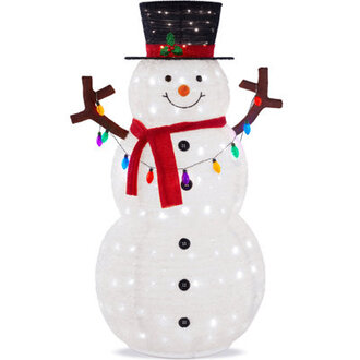 The Holiday Aisle 5Ft Lighted Pop-Up Snowman Outdoor Christmas Holiday Decoration W 200 LED Lights Hat Scarf