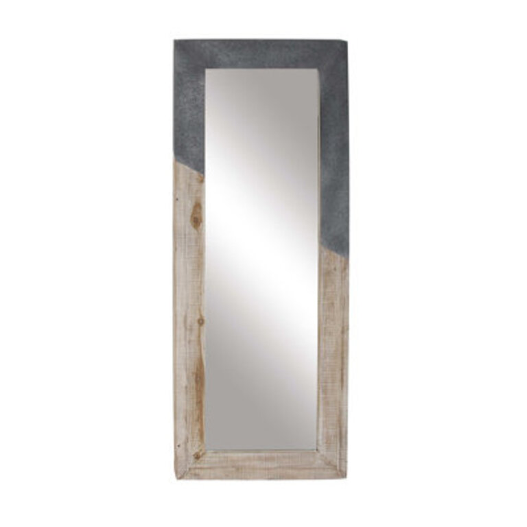 Scroggins Wood Diagonal Split Silver Metal Brown Wall Mirror