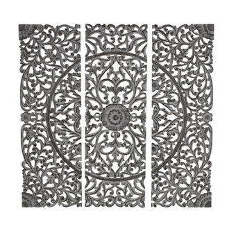 Wooden Handmade Intricately Carved Panel Floral Home Wall Decor with Mandala Design