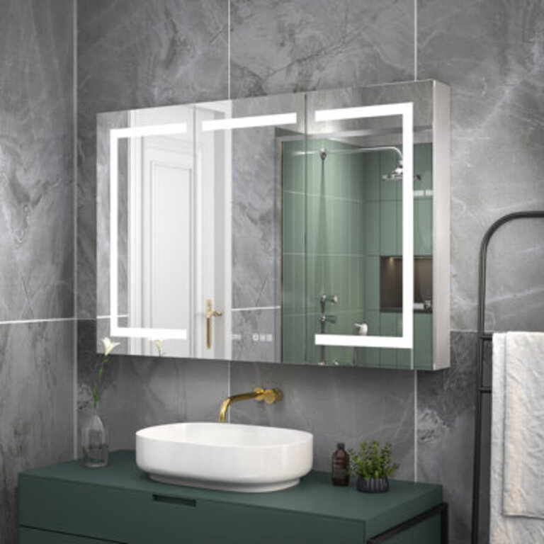 Amreece 48 W Frameless LED Medicine Cabinet with Mirror and 6 Adjustable Shelves