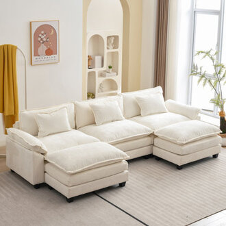 Praylow 120 Comfy Cloud Couch U Shaped Sectional Sofa with Two Ottomans