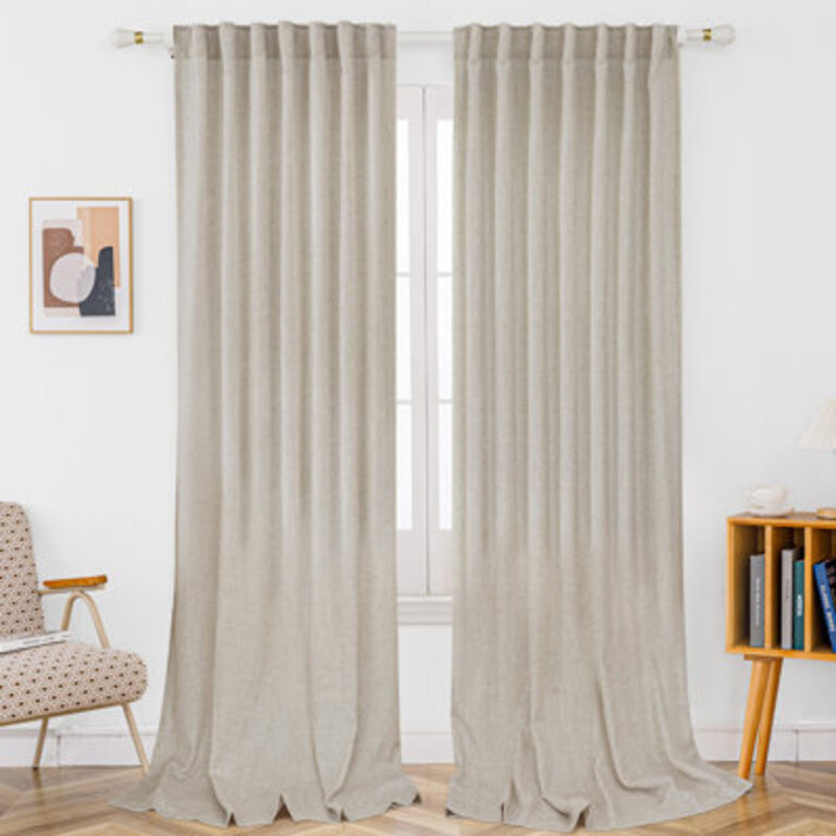 Set of 2 Toyoko Linen Blended Back Tab Curtains