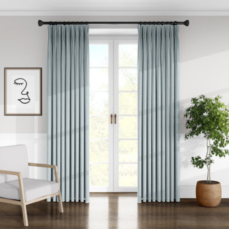 Ticking Stripe 100 Cotton Striped Room Darkening Pinch Pleat Single Curtain Panel