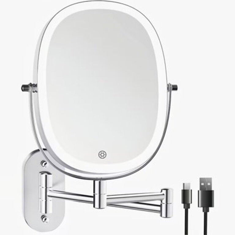 Darianny Oval LED Lighted Metal 1X7X Magnifying Wall Mounted Vanity Bathroom Makeup Mirror